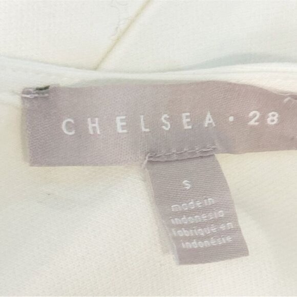 Chelsea 28 Puff Sleeve Jumpsuit Split Hem Pockets V Neck Ivory Cloud Size Small - Picture 8 of 9